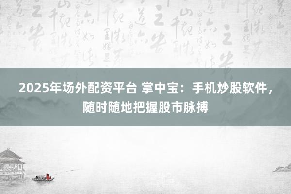 2025年场外配资平台 掌中宝：手机炒股软件，随时随地把握股市脉搏