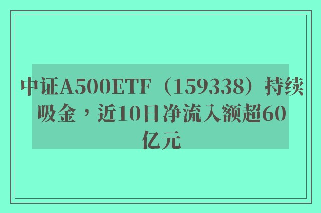 中证A500ETF（159338）持续吸金，近10日净流入额超60亿元