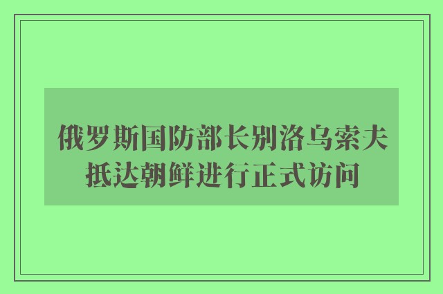 俄罗斯国防部长别洛乌索夫抵达朝鲜进行正式访问